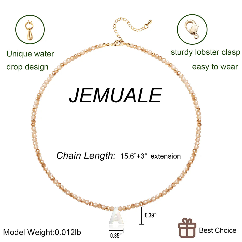 Pendant Necklaces for Women Initial Choker Necklace Beaded Shell Letter Bracelet Trendy Tiny A-Z Simple Jewelry