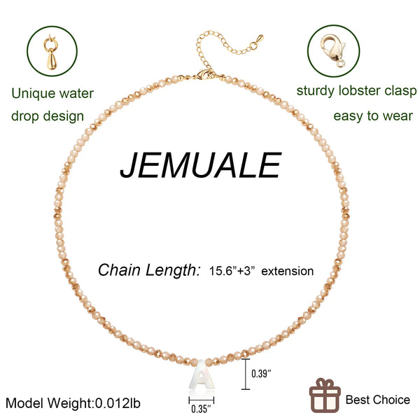 Pendant Necklaces for Women Initial Choker Necklace Beaded Shell Letter Bracelet Trendy Tiny A-Z Simple Jewelry
