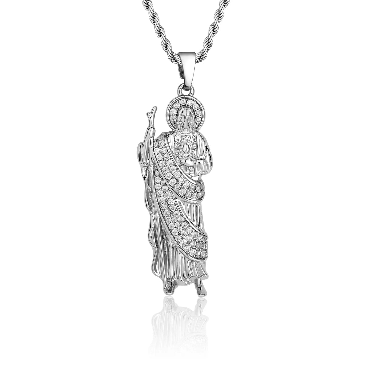 MYTYS San Judas Crystal Pendant Necklace, Gold Chain CZ Cubic Zircon Jewelry, Elegant Gift for Women