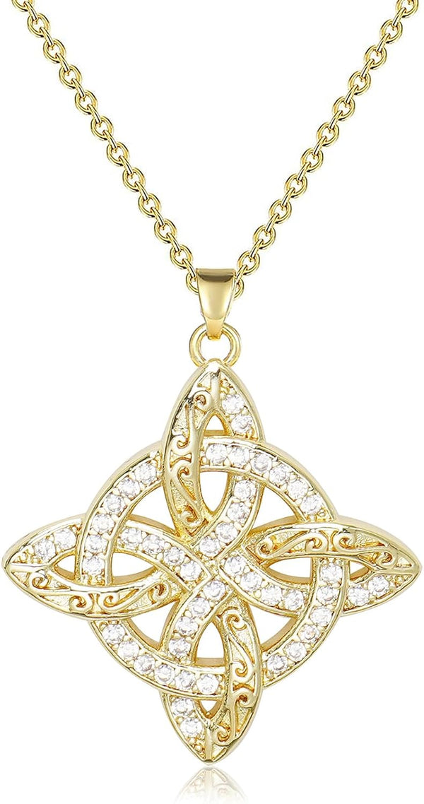 Pendant Necklace for Women Celtic Knot Necklaces 18K Gold Plate Witches Knot Necklace