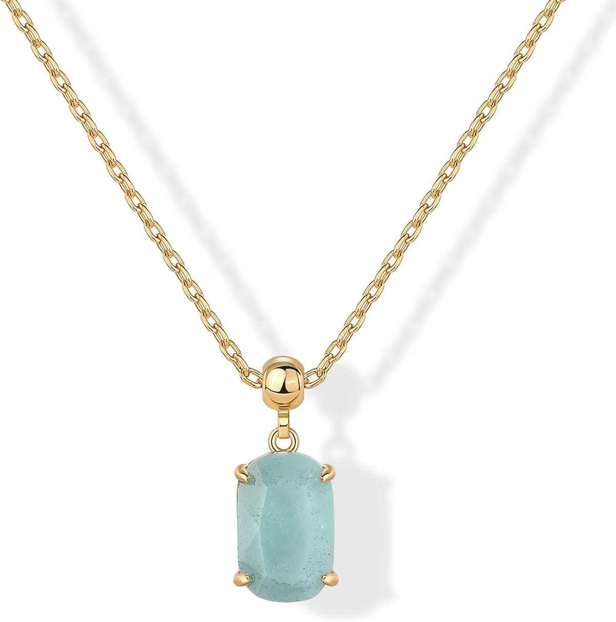 Gemstone Charm Necklace for Women - 14K Gold Plated Pendant Necklaces