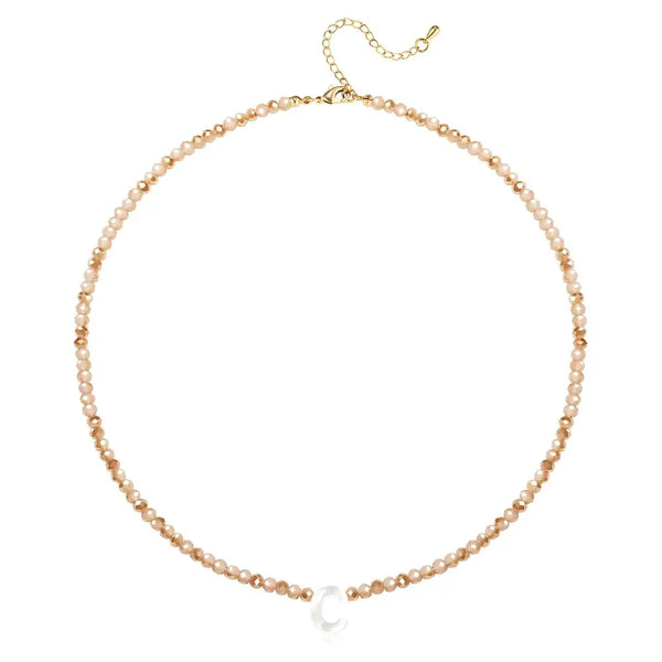 Pendant Necklaces for Women Initial Choker Necklace Beaded Shell Letter Bracelet Trendy Tiny A-Z Simple Jewelry
