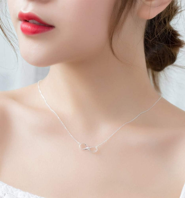 Tiny Heart Star Moon Cross Infinity Love Pendant Necklace for Women 925 Sterling Silver Simple Mini Cute Petite Choker Tassel Chain Multiple Jewelry Gift (Infinity Love)