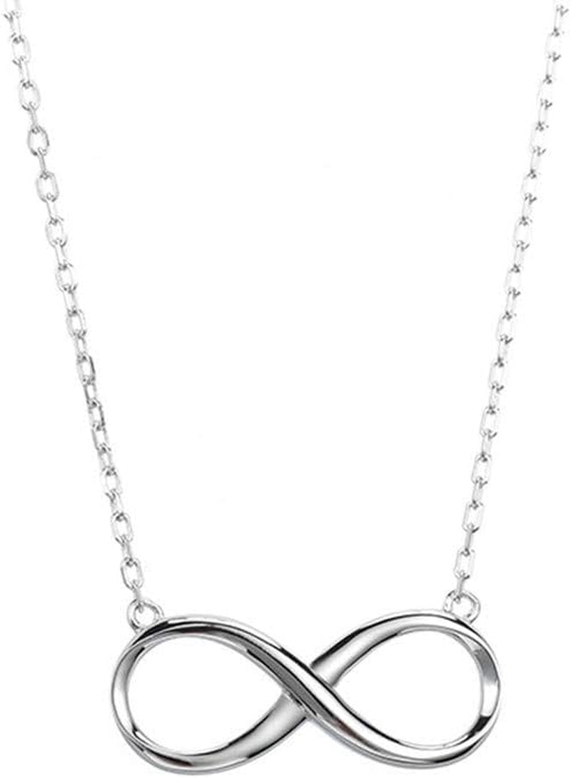 Tiny Heart Star Moon Cross Infinity Love Pendant Necklace for Women 925 Sterling Silver Simple Mini Cute Petite Choker Tassel Chain Multiple Jewelry Gift (Infinity Love)
