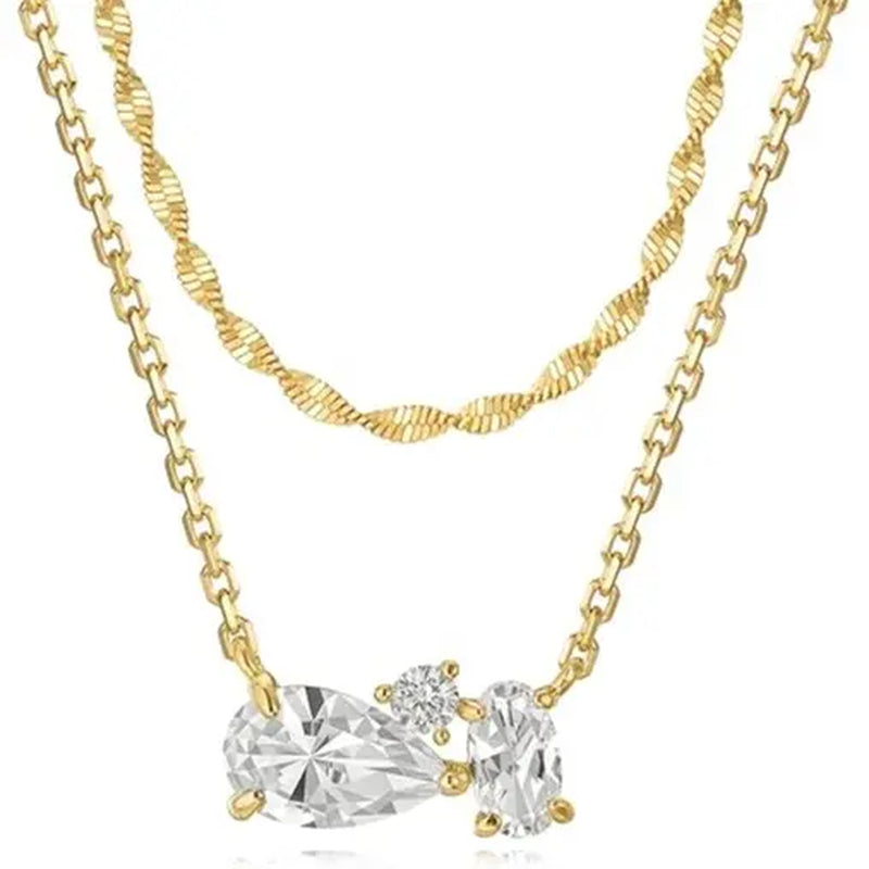 Women'S Gold-Plated Cubic Zirconia Layered Necklaces - Dainty Layering Jewelry with Paperclip Chain, Simple Choker Gift for Women