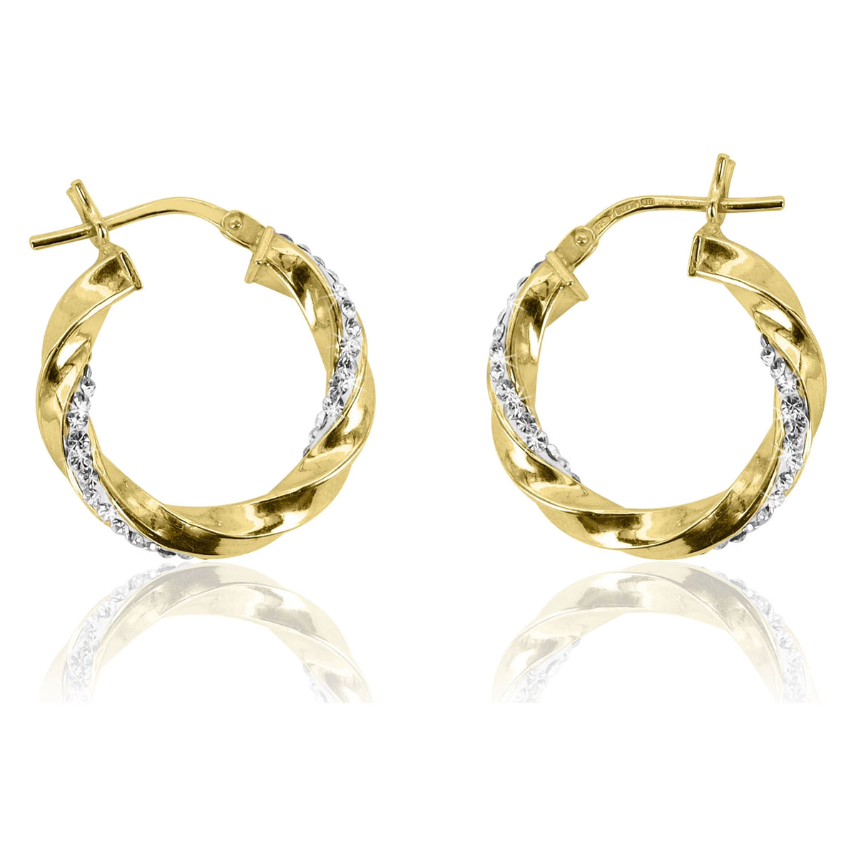 14K Gold Plated Crystal Twisted Hoop Earrings for Women – Elegant Round Statement Earrings Main image