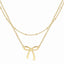 14K Gold Plated Layered Bow Necklace for Women – Dainty Satellite & O Chain Pendant