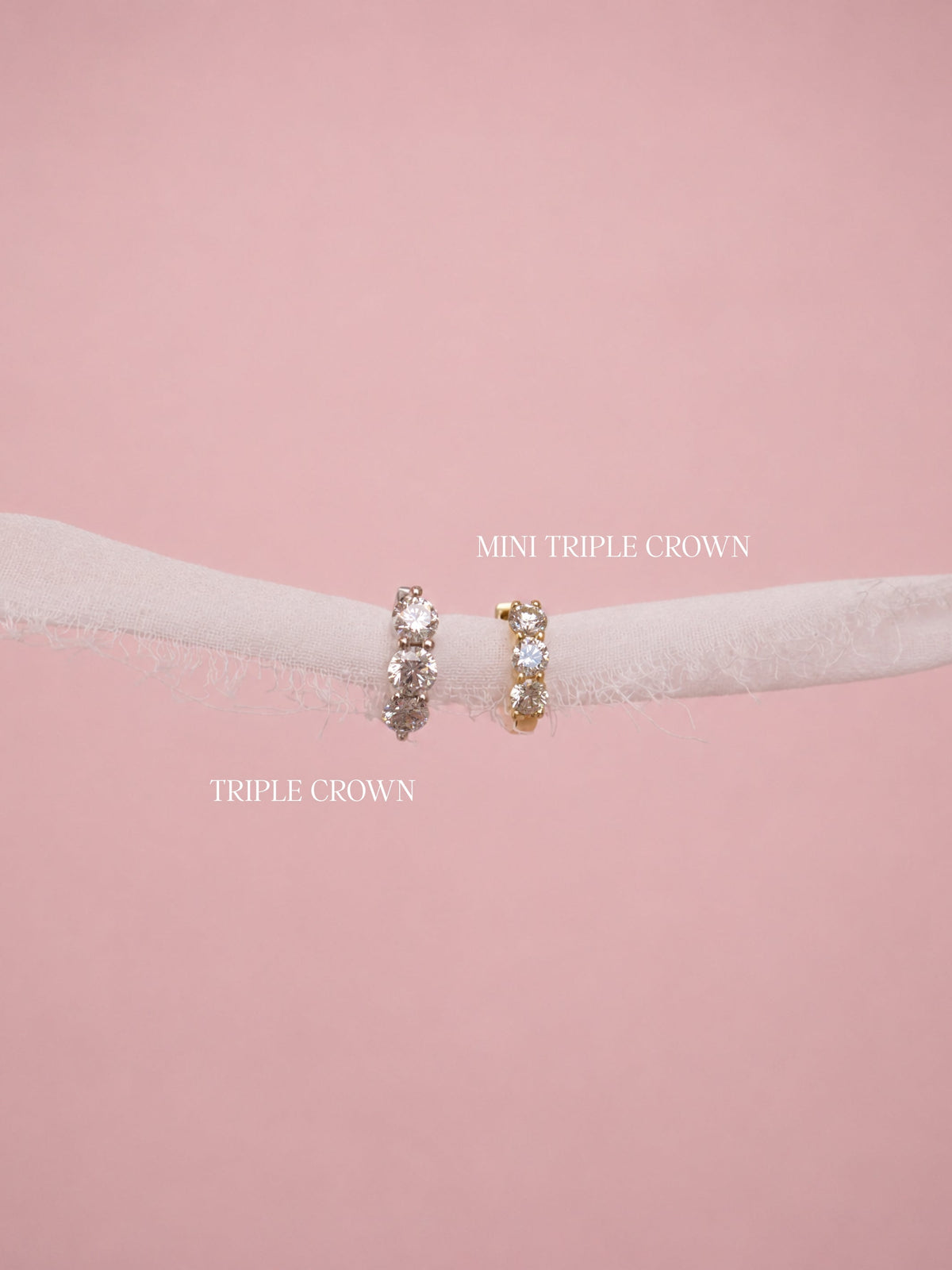 Triple Crown Diamond Huggie Earrings 14K