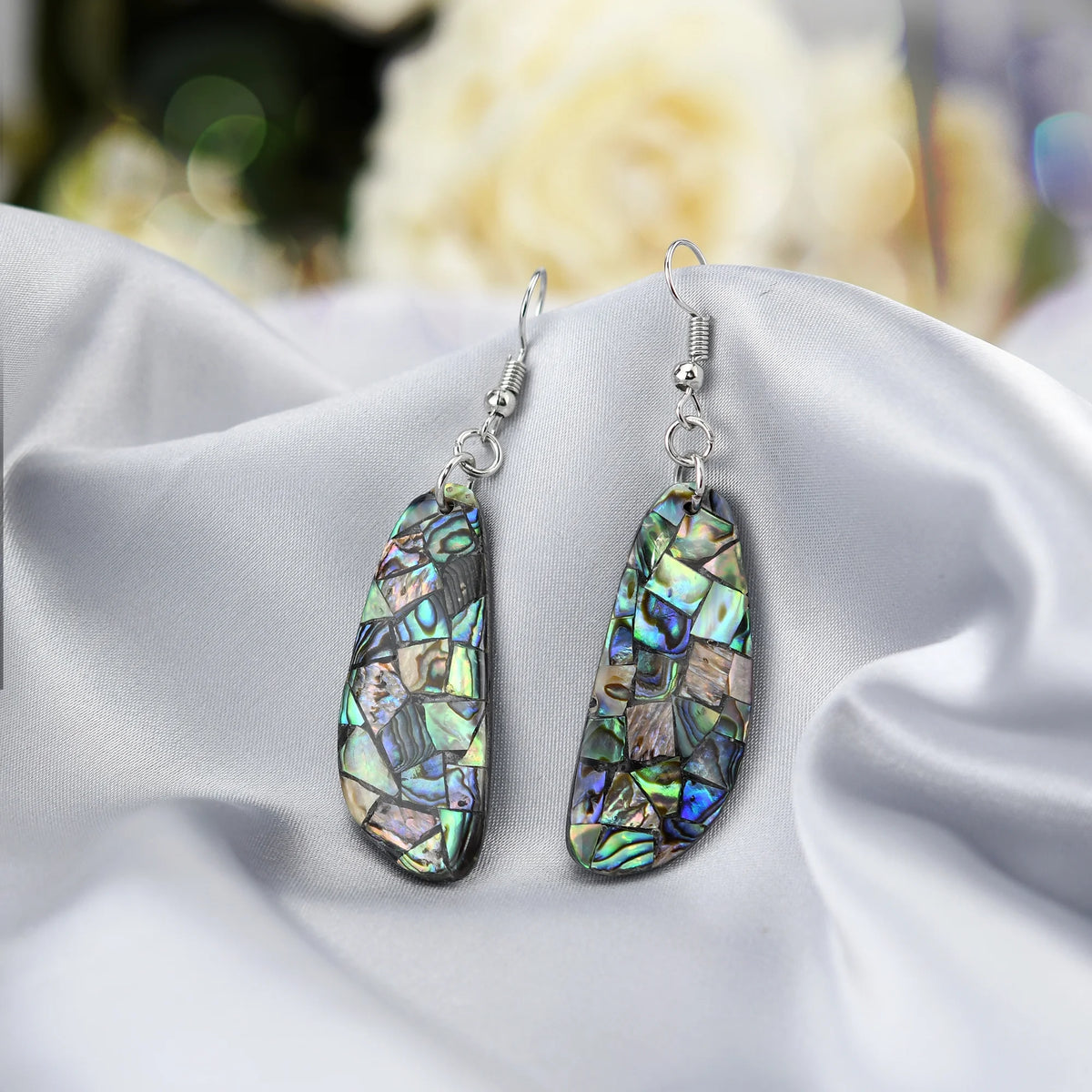 Chic Casual Abalone Shell 925 Sterling Silver Dangle Earrings,19X69Mm