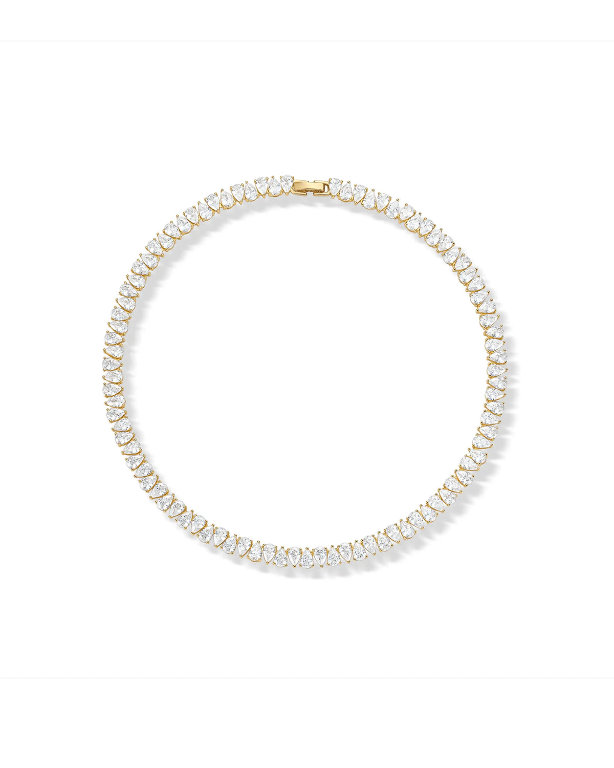 PAVOI 14K Gold Plated Pear Cubic Zirconia Tennis Necklace for Women – Tennis Chain Necklaces – Sizes 15" and 18"