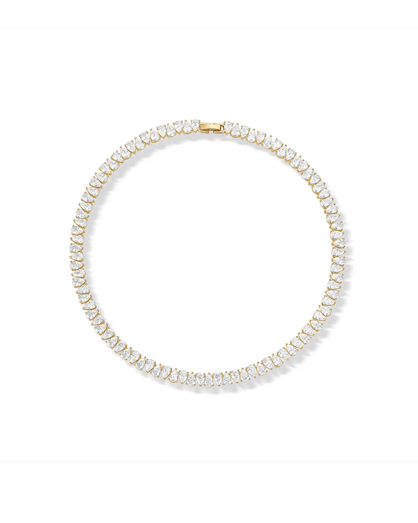 PAVOI 14K Gold Plated Pear Cubic Zirconia Tennis Necklace for Women – Tennis Chain Necklaces – Sizes 15" and 18"