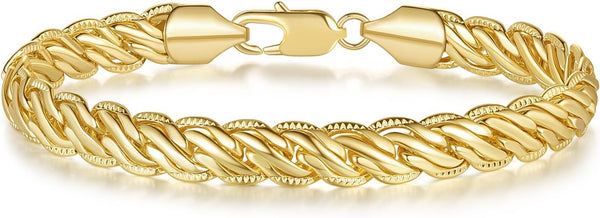 Gold Bracelets 14K Gold Bracelets for Women Rope or Braided Bracelet for Women Dainty Chain Mens Womens Bracelet 6.5/7/7.5/8/9In