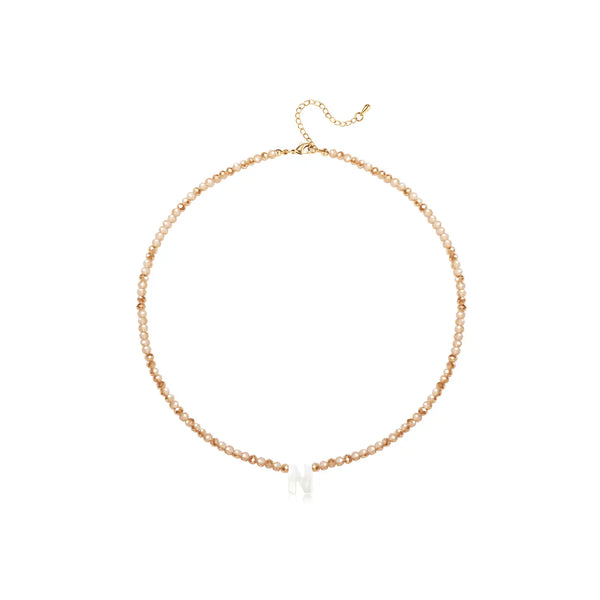 Pendant Necklaces for Women Initial Choker Necklace Beaded Shell Letter Bracelet Trendy Tiny A-Z Simple Jewelry