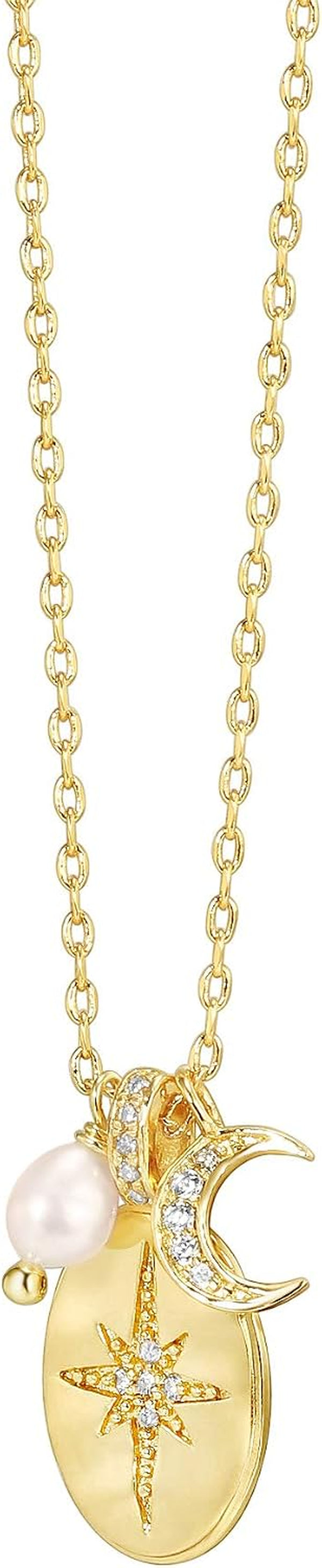 14K Gold Plated Engraved Coin Pendant Necklaces for Women