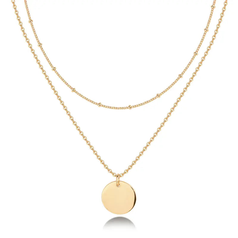 PAVOI 14K Gold Plated Women'S Minimalist Layered Coin Pendant Necklace