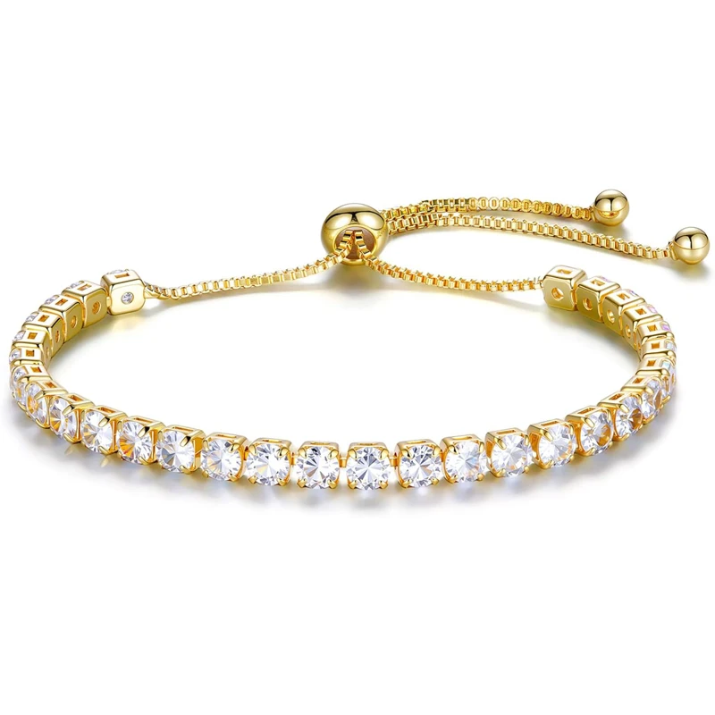 Tennis Bracelets for Women 18K Gold Plated 4Mm Zirconia Crystal Adjustable Silver Rose Gold Bracelets Gift Wedding Party Jewelry Main image