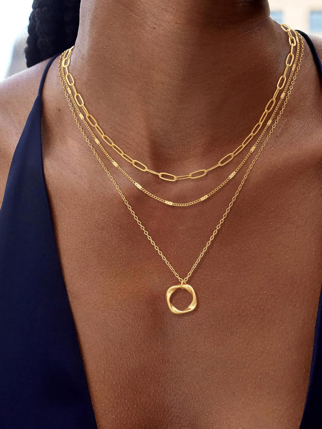 Gold Necklace for Women 14K Gold Chain Necklaces Dainty Layered Necklaces Simple Stackable Pendant Necklaces Herringbone Cuban Paperclip Chain Gold Choker Necklaces Gold Jewelry for Women