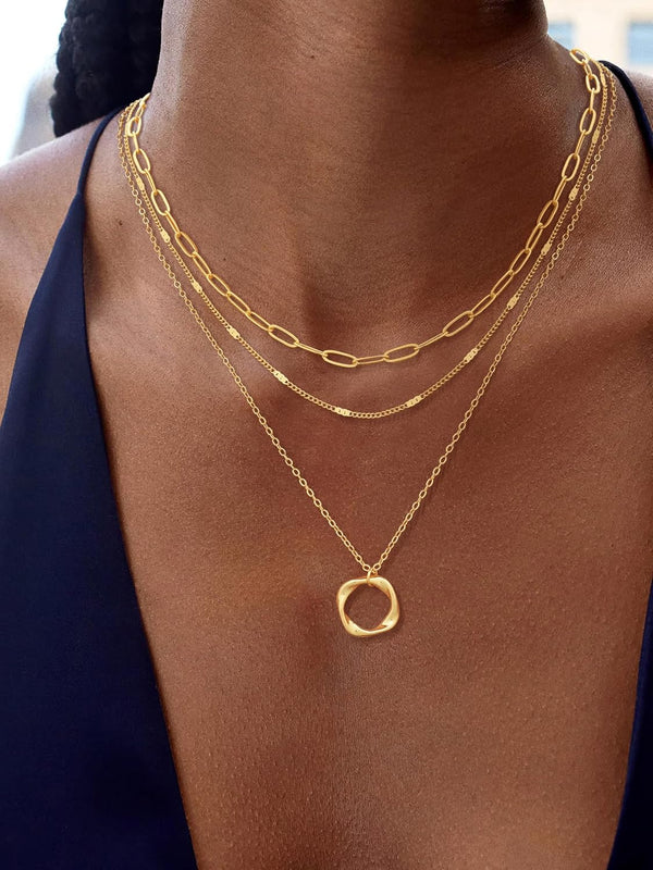 Gold Necklace for Women 14K Gold Chain Necklaces Dainty Layered Necklaces Simple Stackable Pendant Necklaces Herringbone Cuban Paperclip Chain Gold Choker Necklaces Gold Jewelry for Women