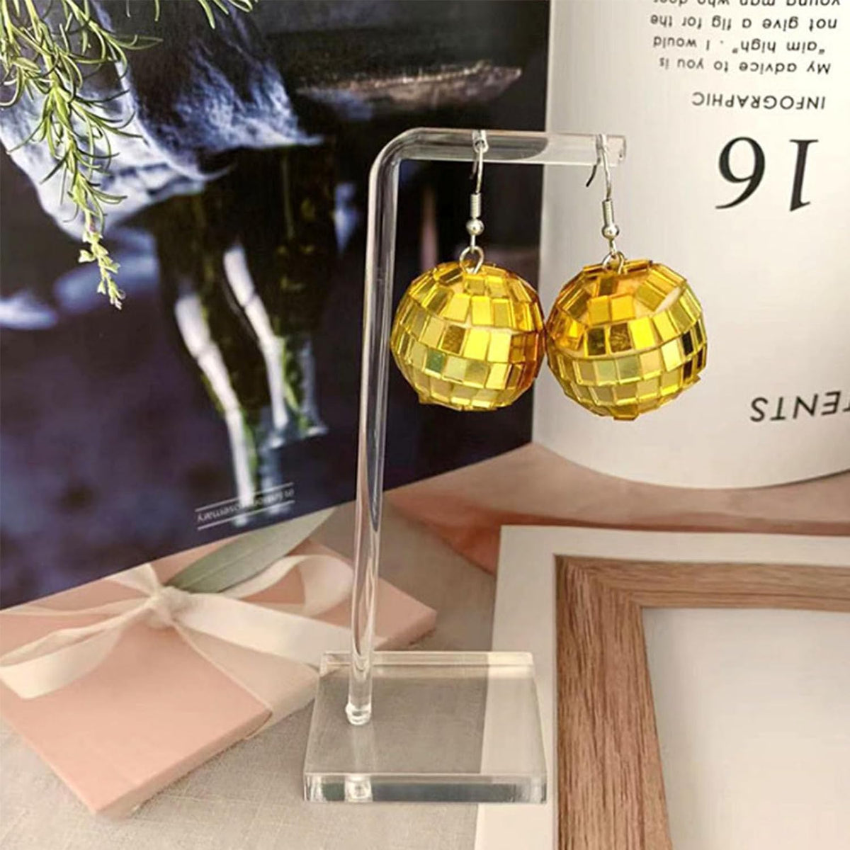 Disco Ball Earrings for Women Christmas Earrings Glitter Light Bulb Dangle Earrings 70'S Disco Punk Earrings