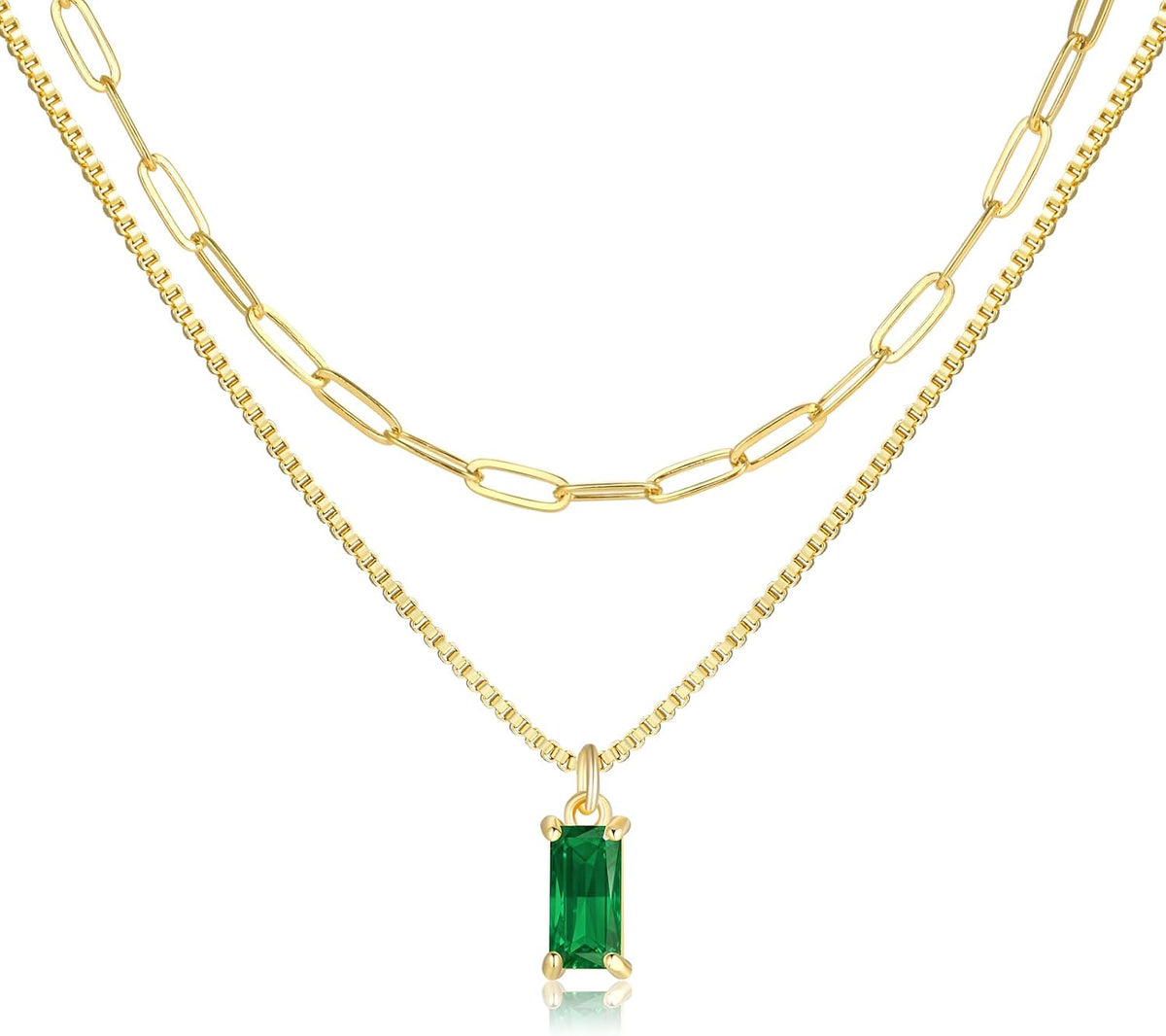 2 PCS 14K Gold Pendant Necklaces for Women, Birthstone