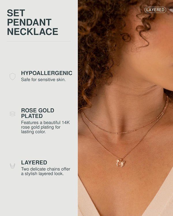 14K Gold Plated Layering Necklaces for Women, Cute Motif Pendants