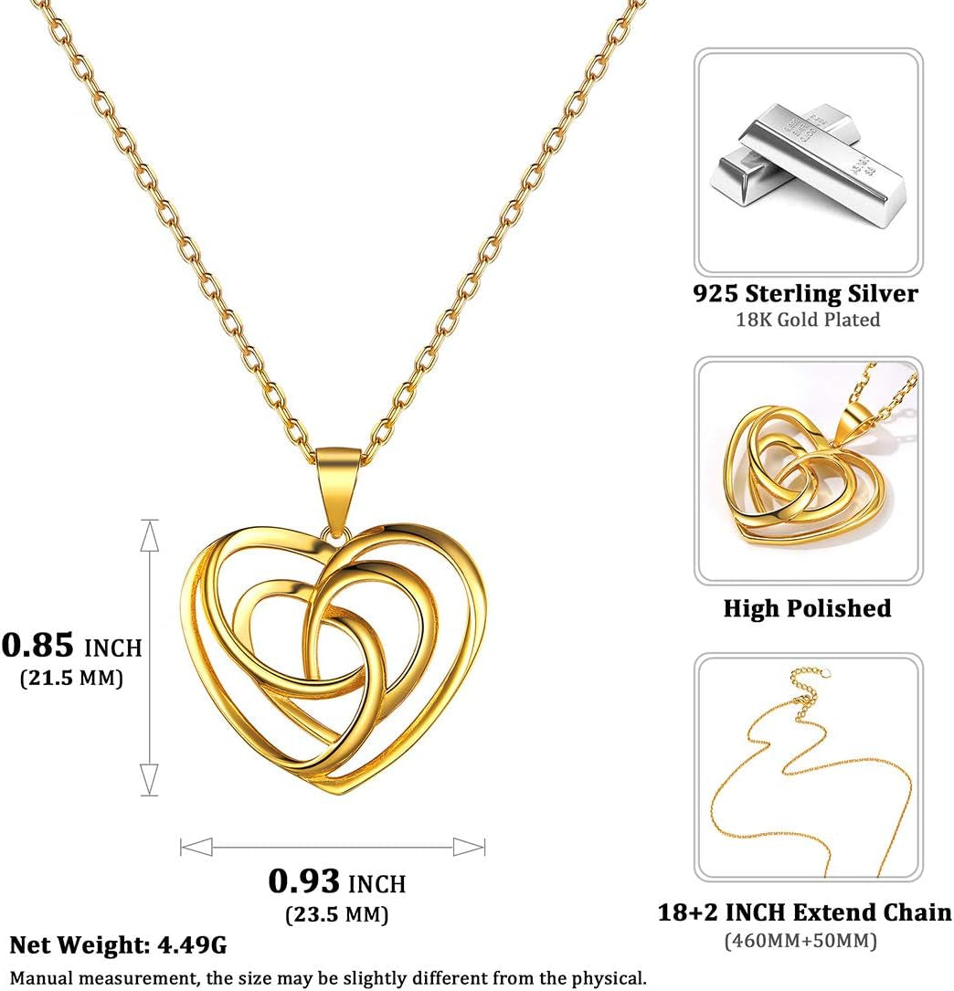 925 Sterling Silver Good Luck Irish Celtic Knot Necklaces Vintage Triangle/Cross/Round Pendant Necklaces Gift for Women