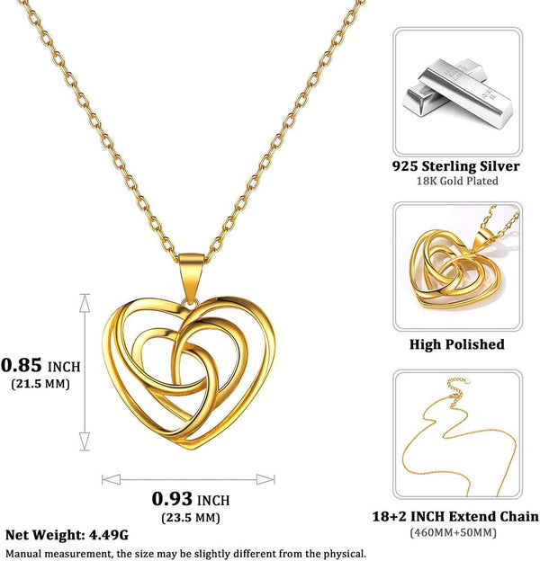 925 Sterling Silver Good Luck Irish Celtic Knot Necklaces Vintage Triangle/Cross/Round Pendant Necklaces Gift for Women