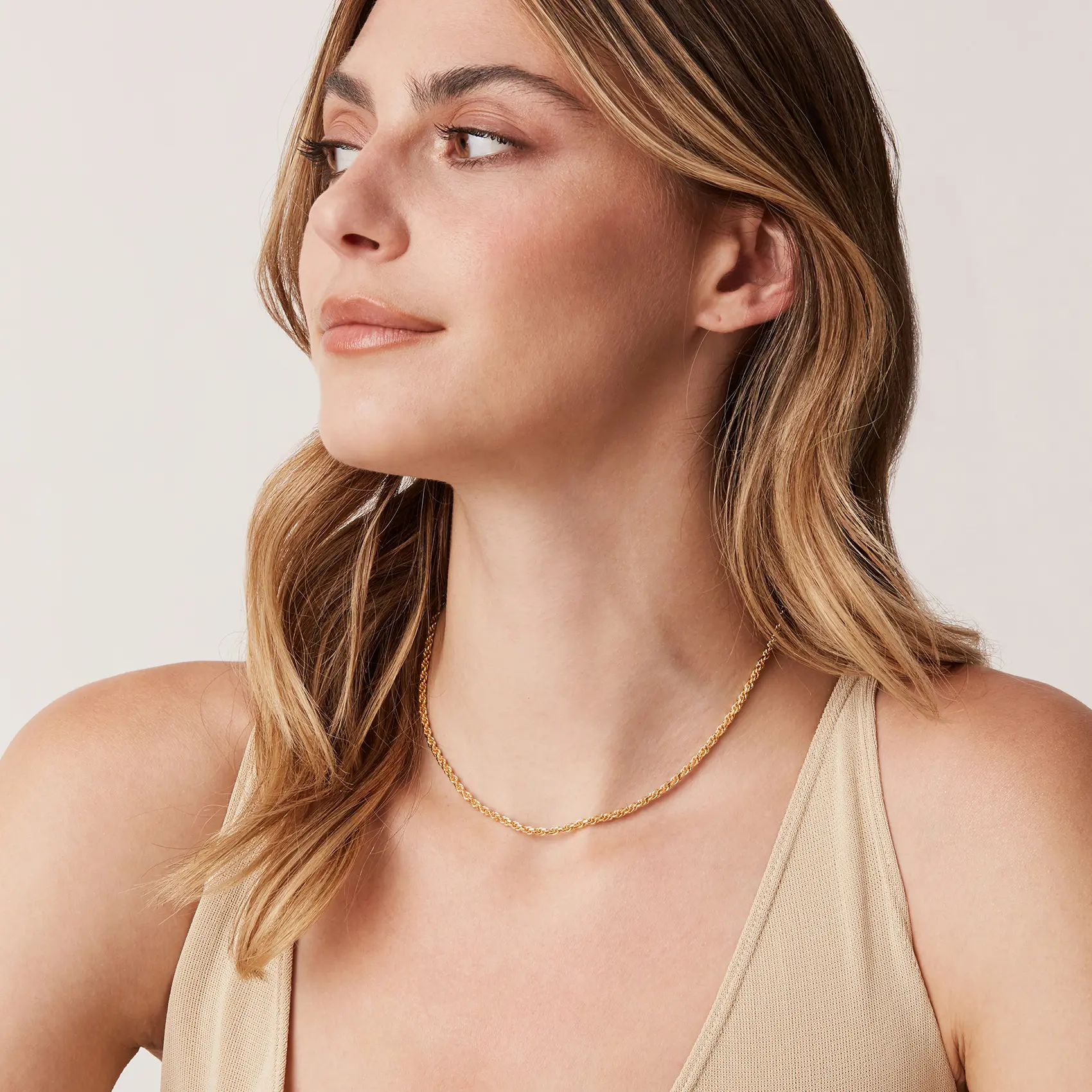 14K Gold Plated Rope Chain Necklace - Chain Necklaces for Women - Plated Gold Necklace for Women Secondary image
