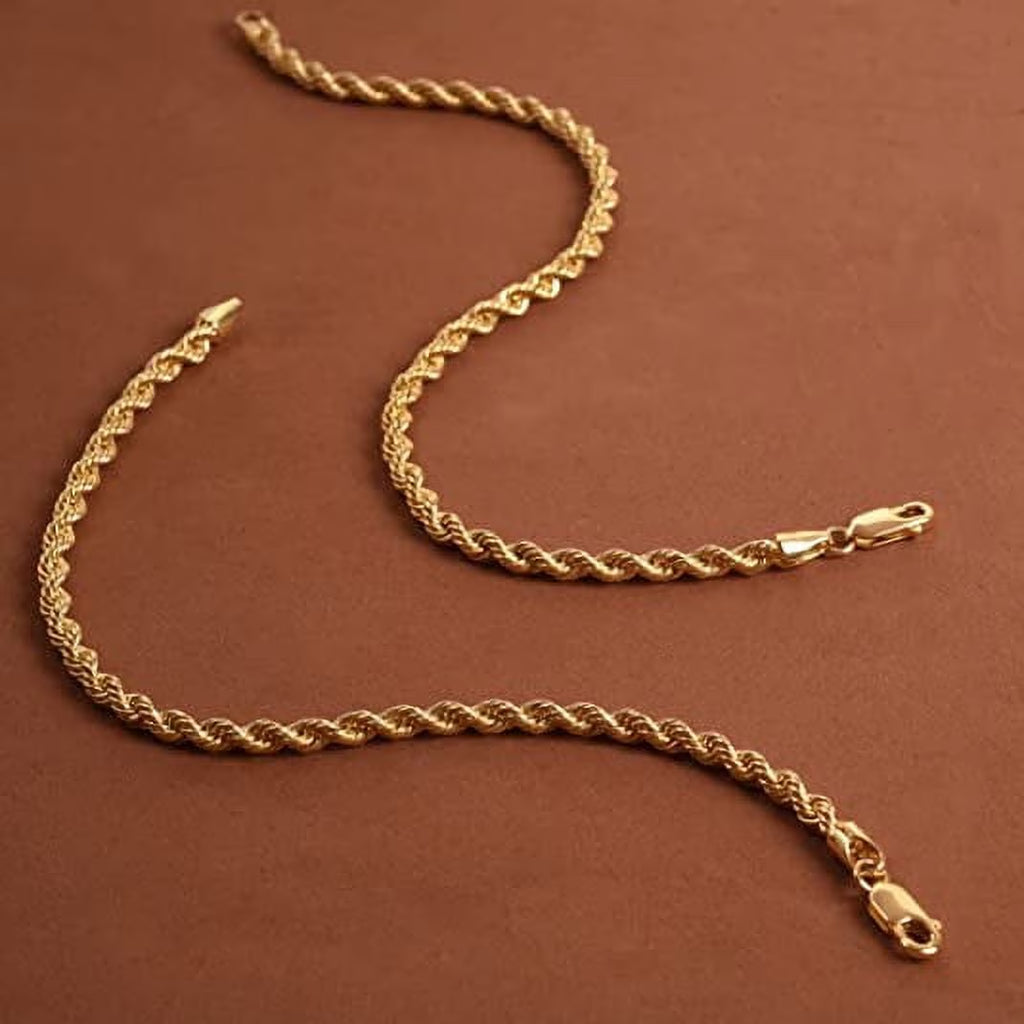 Gold Filled Chain Bracelet Collection - 14K Solid Yellow Gold Filled Rope Chain Bracelets (2.7Mm-3.8Mm) for Women and Men with Different Sizes (2.7Mm, 3.8Mm)