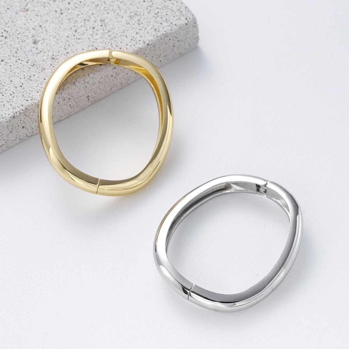 Bangle Bracelets for Women | 14K Gold Plated Trendy Wide Bracelets