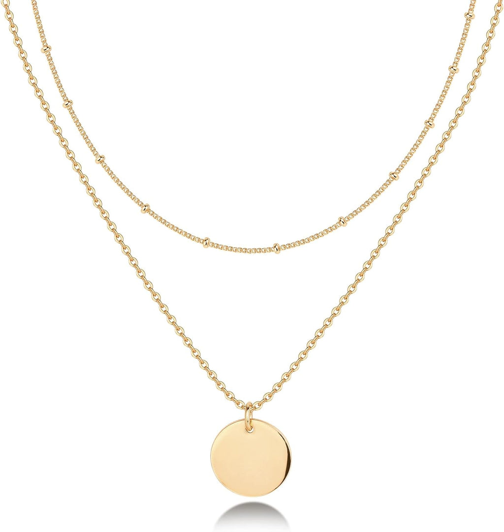 14K Gold Plated Layering Necklaces for Women, Cute Motif Pendants