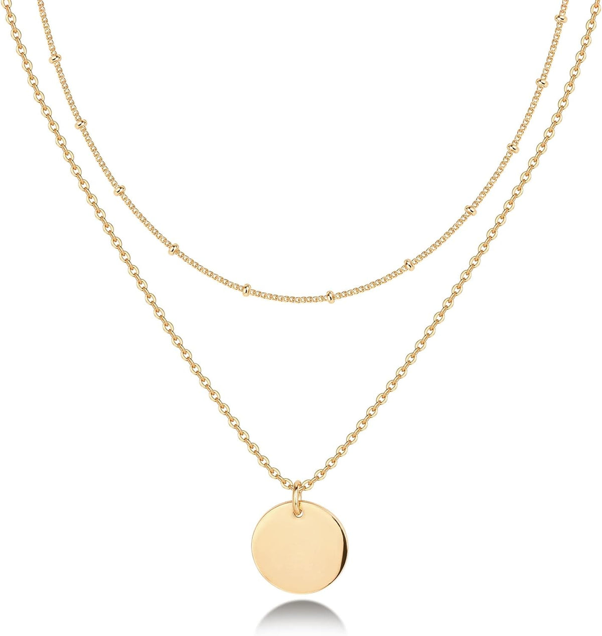 14K Gold Plated Layering Necklaces for Women, Cute Motif Pendants