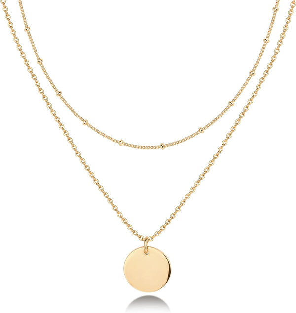 14K Gold Plated Layering Necklaces for Women, Cute Motif Pendants