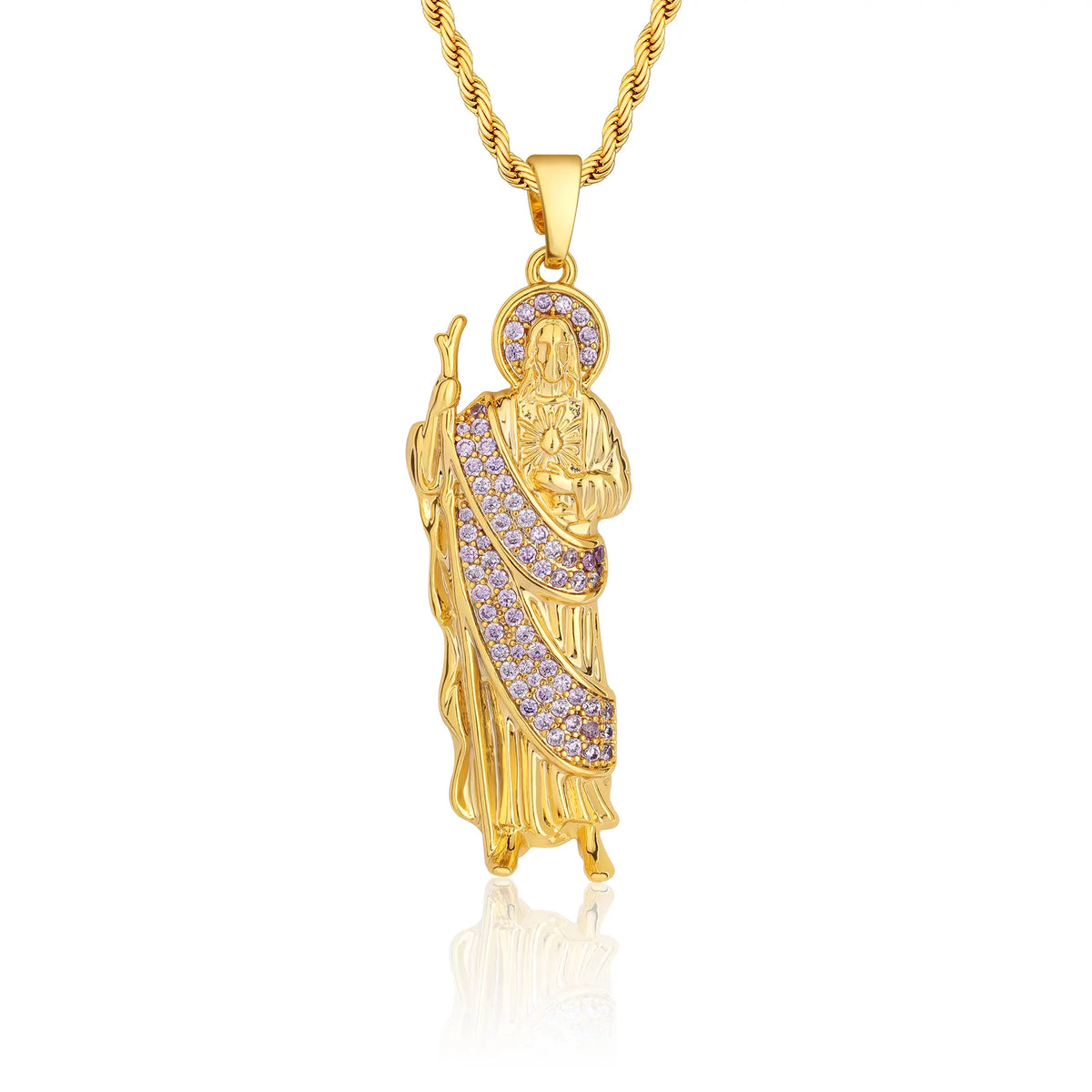 MYTYS San Judas Crystal Pendant Necklace, Gold Chain CZ Cubic Zircon Jewelry, Elegant Gift for Women