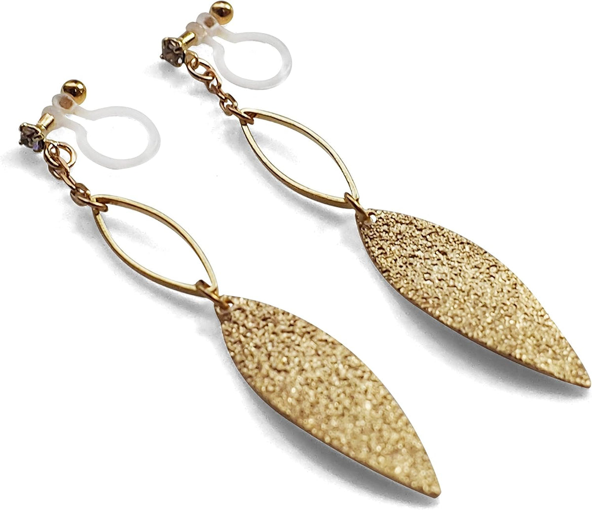 Women'S Hoop Leaf Dangle Invisible Clip on Earrings Gold Tone Non Pierced Earrings for Sensitive Ears, Comfy Trendy Dainty Fashion Clip Earrings Jewelry Birthday Gift