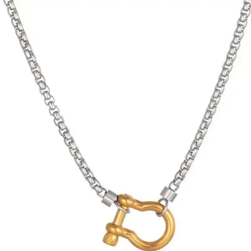 Dual-Color Layered Gold Steel Chunky Chain Necklace - Unisex Gold Aesthetic Chain Jewelry Necklaces, Waterproof, Non-Tarnish, Oxidation and Color Fading Resistant, Chunky Clasp, Daily Wear Costume Jewelry, Chunky Gold Tone Necklaces,Sohochic