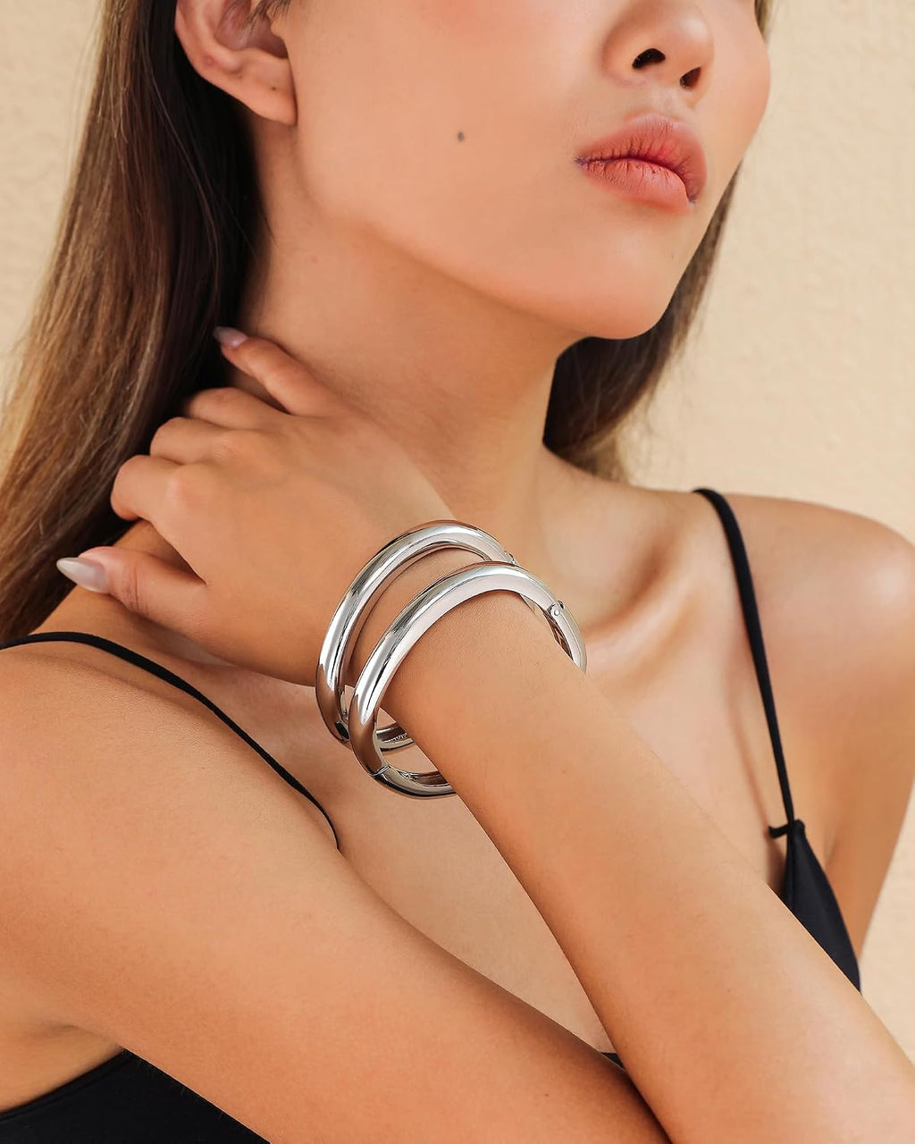Bangle Bracelets for Women | 14K Gold Plated Trendy Wide Bracelets
