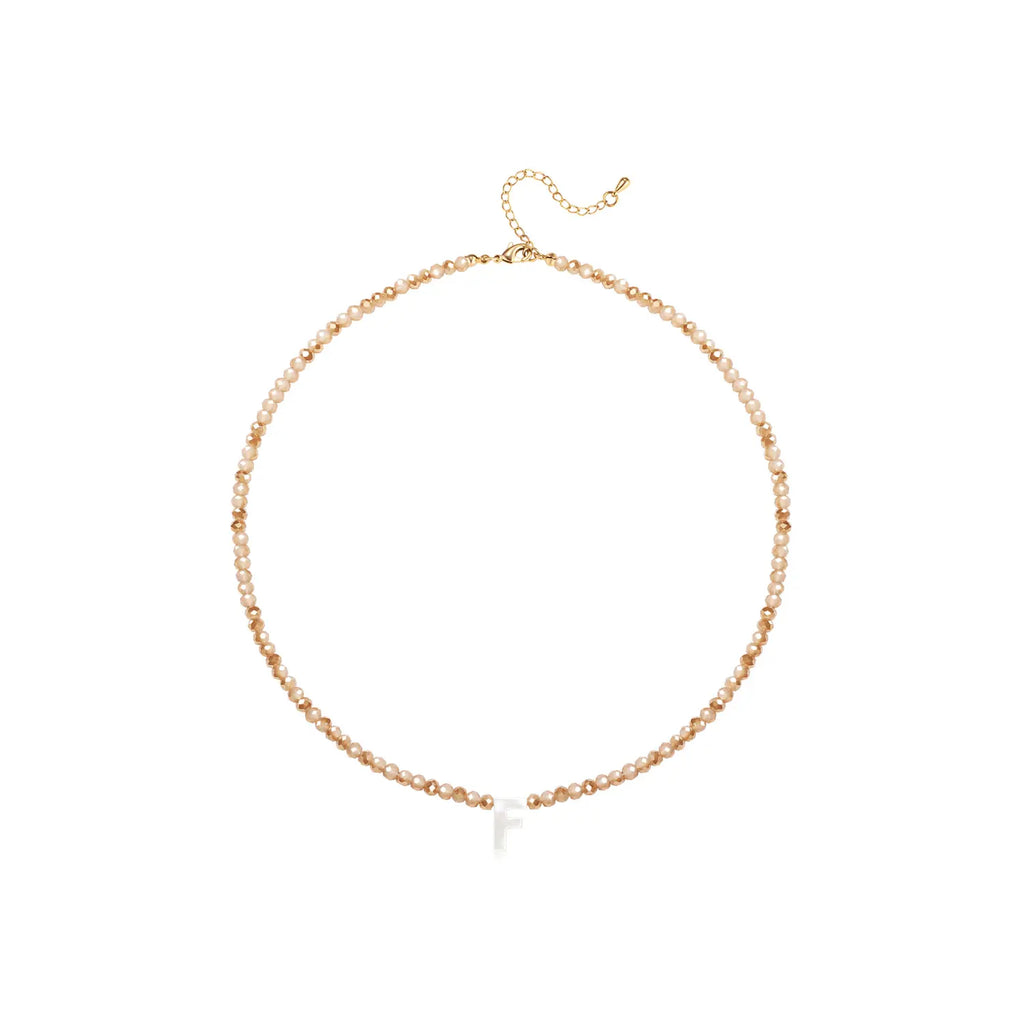 Pendant Necklaces for Women Initial Choker Necklace Beaded Shell Letter Bracelet Trendy Tiny A-Z Simple Jewelry