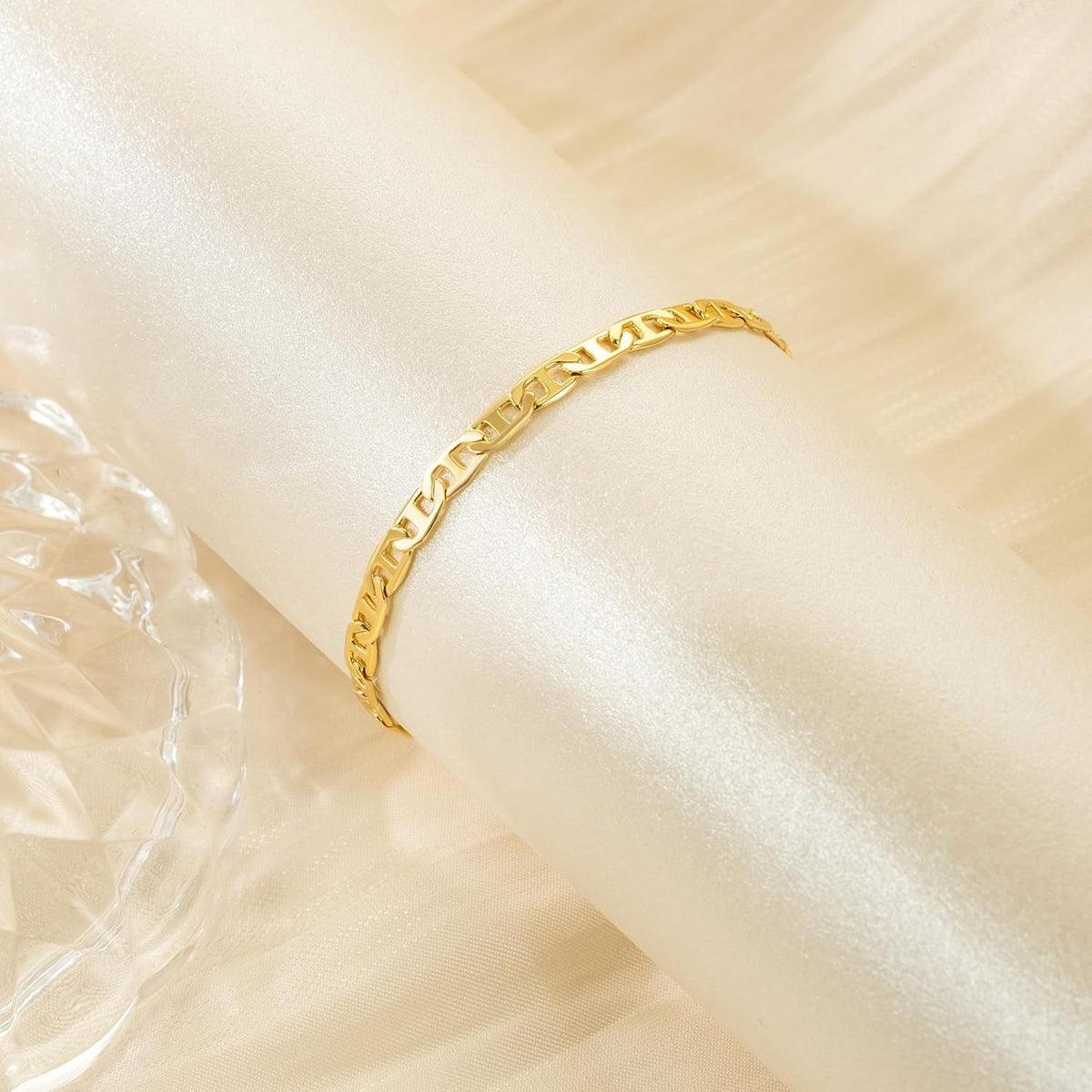 Ankle Bracelets 14K Gold Ankle Bracelets for Women 3.6Mm 9-11” - KARMARKA