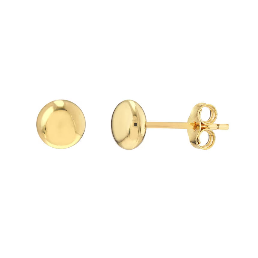 Flat Ball Stud - Gold Ball Earrings 14K | Second Hole Earrings | Daytime Stud Earrings | Pure Gold Everyday Studs | Pure Gold 5.5Mm