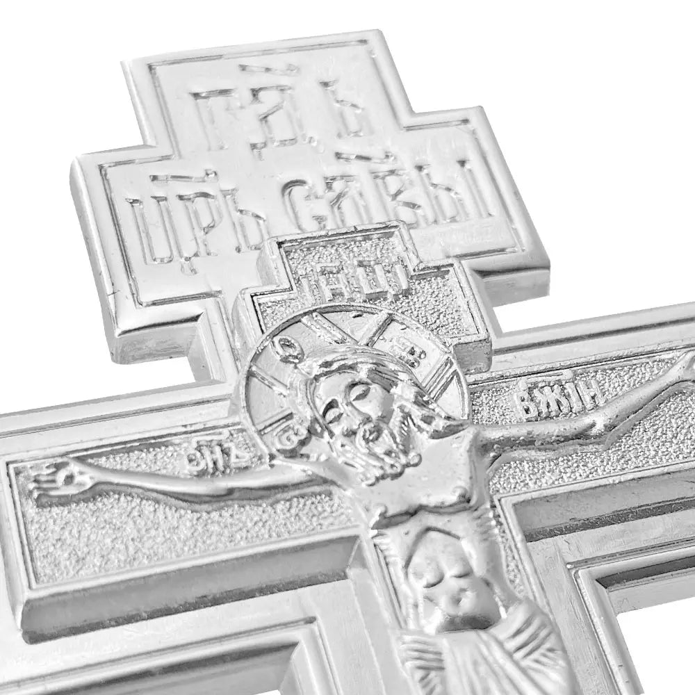 Eastern Orthodox Cross Medallion Pendant Design Necklace Chain Necklaces 47" Chain Zinc Alloy Crucifix Religious Jewelry Gift for Men and Women Faith Pendant Necklace