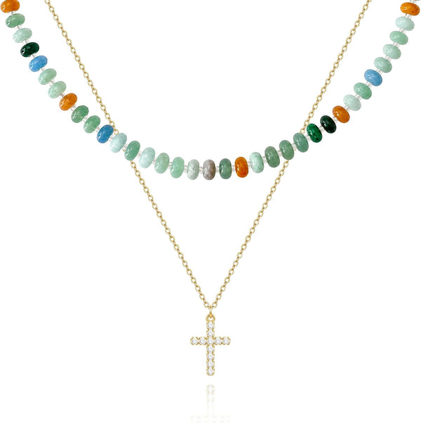 Cross Necklace for Women,18K Gold/Silver Plated Tiny Cubic Zirconia Cross Pendant Necklace for Women Simple Layered Cross Necklaces for Women