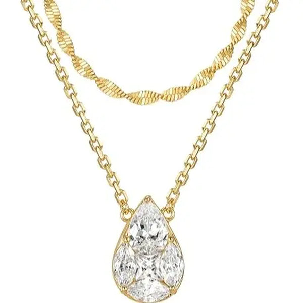 Women'S Gold-Plated Cubic Zirconia Layered Necklaces - Dainty Layering Jewelry with Paperclip Chain, Simple Choker Gift for Women