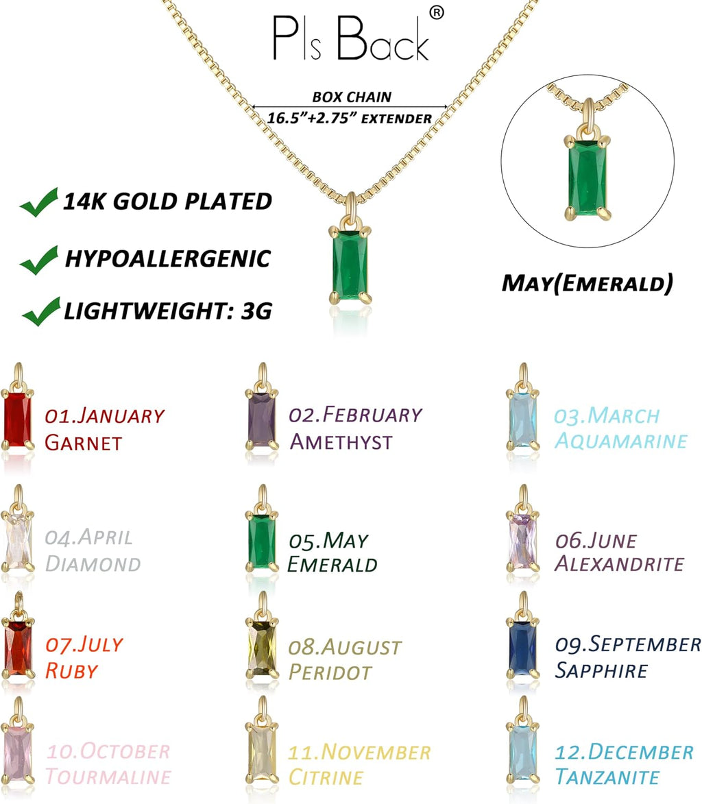 2 PCS 14K Gold Pendant Necklaces for Women, Birthstone