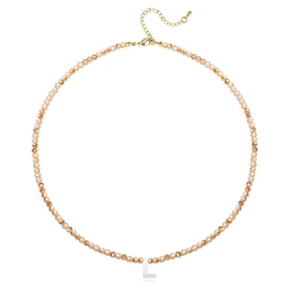 Pendant Necklaces for Women Initial Choker Necklace Beaded Shell Letter Bracelet Trendy Tiny A-Z Simple Jewelry