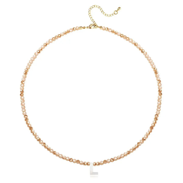 Pendant Necklaces for Women Initial Choker Necklace Beaded Shell Letter Bracelet Trendy Tiny A-Z Simple Jewelry