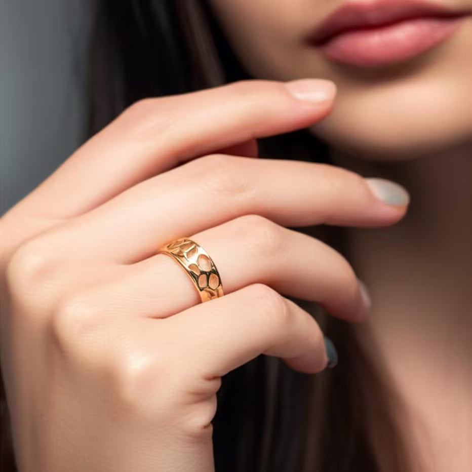 Solid 14K Gold Openwork Ring, 14K Yellow Gold Stackable Ring, Gift for Her, Unique Design Ring, Gift for Her, by TILO Jewelry