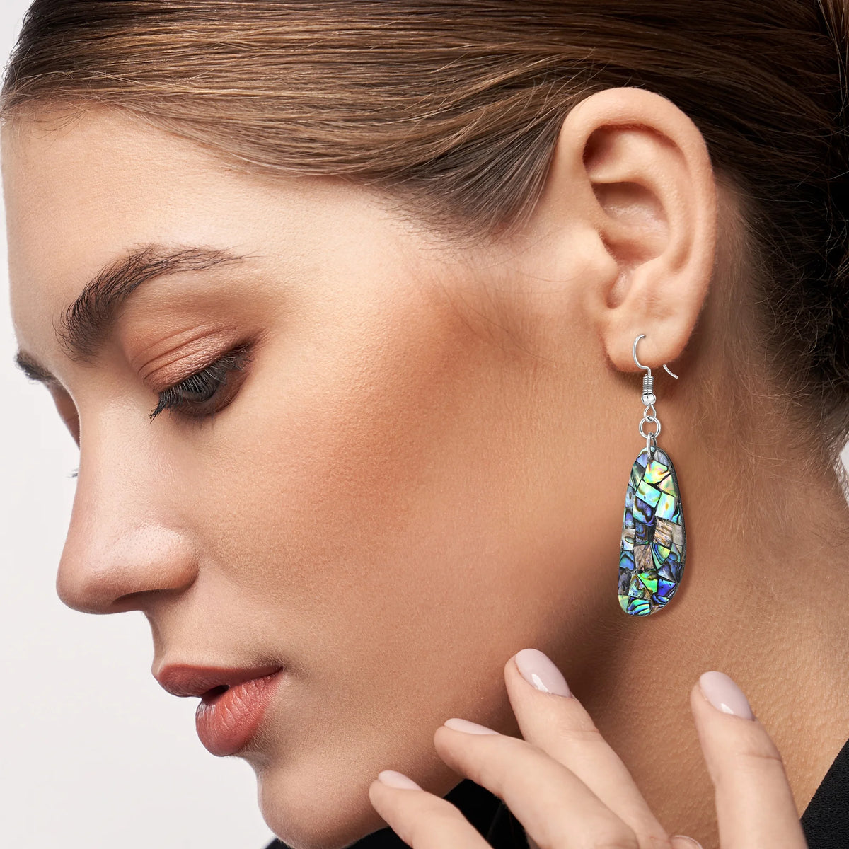 Chic Casual Abalone Shell 925 Sterling Silver Dangle Earrings,19X69Mm