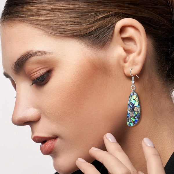 Chic Casual Abalone Shell 925 Sterling Silver Dangle Earrings,19X69Mm