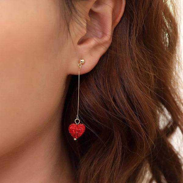 Valentines Outfits for Women Valentines Earrings Heart Earrings for Women Sparkling Red Heart Rhinestone Dangle Earring Valentine'S Day Gifts for Her Valentine Jewelry Accessories